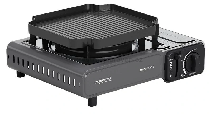 Stolní kartušový vařič Campingaz Camp Bistro 3 s grilovací plotýnkou