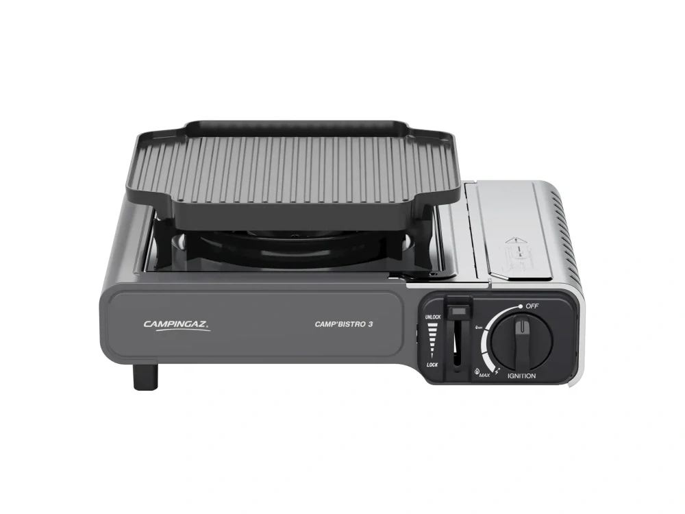 Stolní kartušový vařič Campingaz Camp Bistro 3 s grilovací plotýnkou