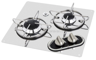 Vestavná plynová varná deska se 2 hořáky leštěná nerez